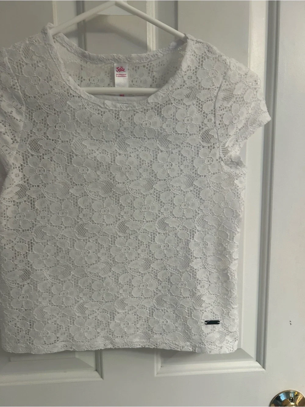 Girls Justice White Lace Short Sleeve Top With White Cami